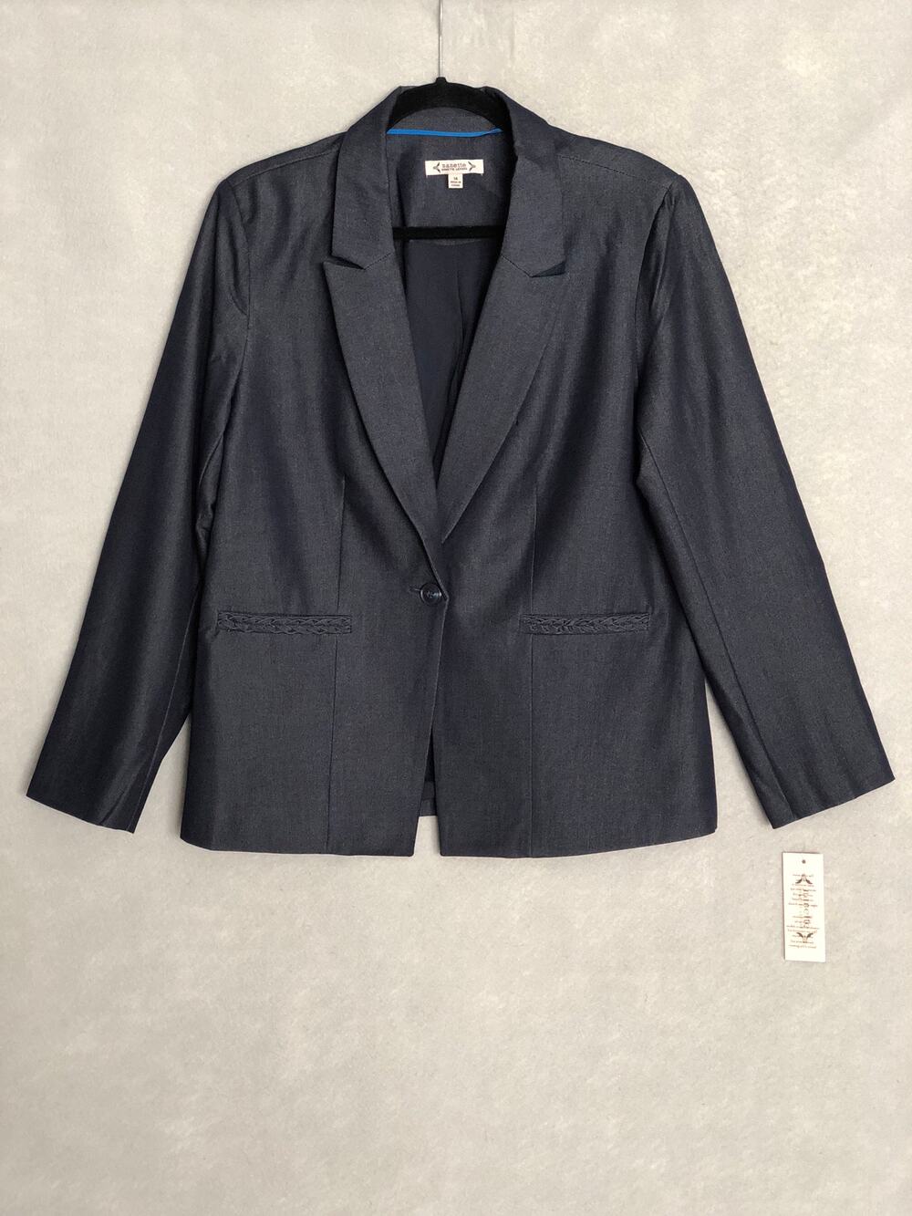Nanette LePore Single Button Jacket Vintage Blue Women's 14 NEW